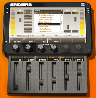 Overloud Breverb digital reverb plug-in interface