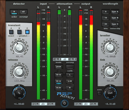 PSP Xenon mastering limiter plug-in interface