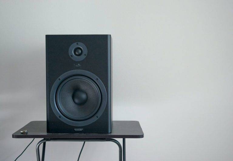 Studio monitor in a recording environment — stock photograph