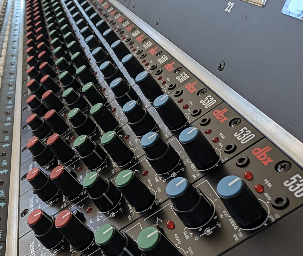 API 2448 analog console populated with 24 dbx 530 EQ modules