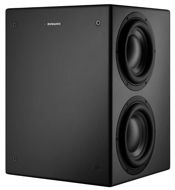 Dynaudio Core Sub cabinet showing exposed side-firing woofers