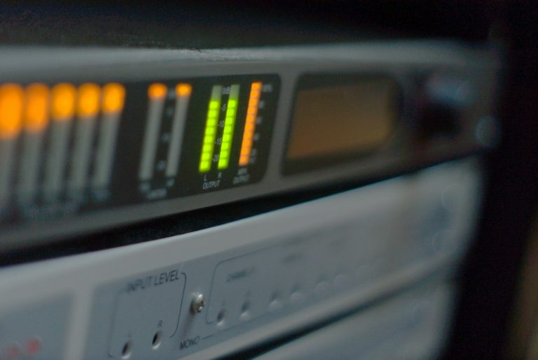Professional wireless audio equipment with illuminated level meters