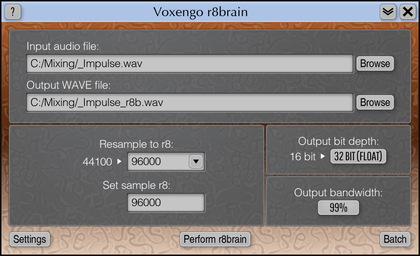 r8brain Free software interface
